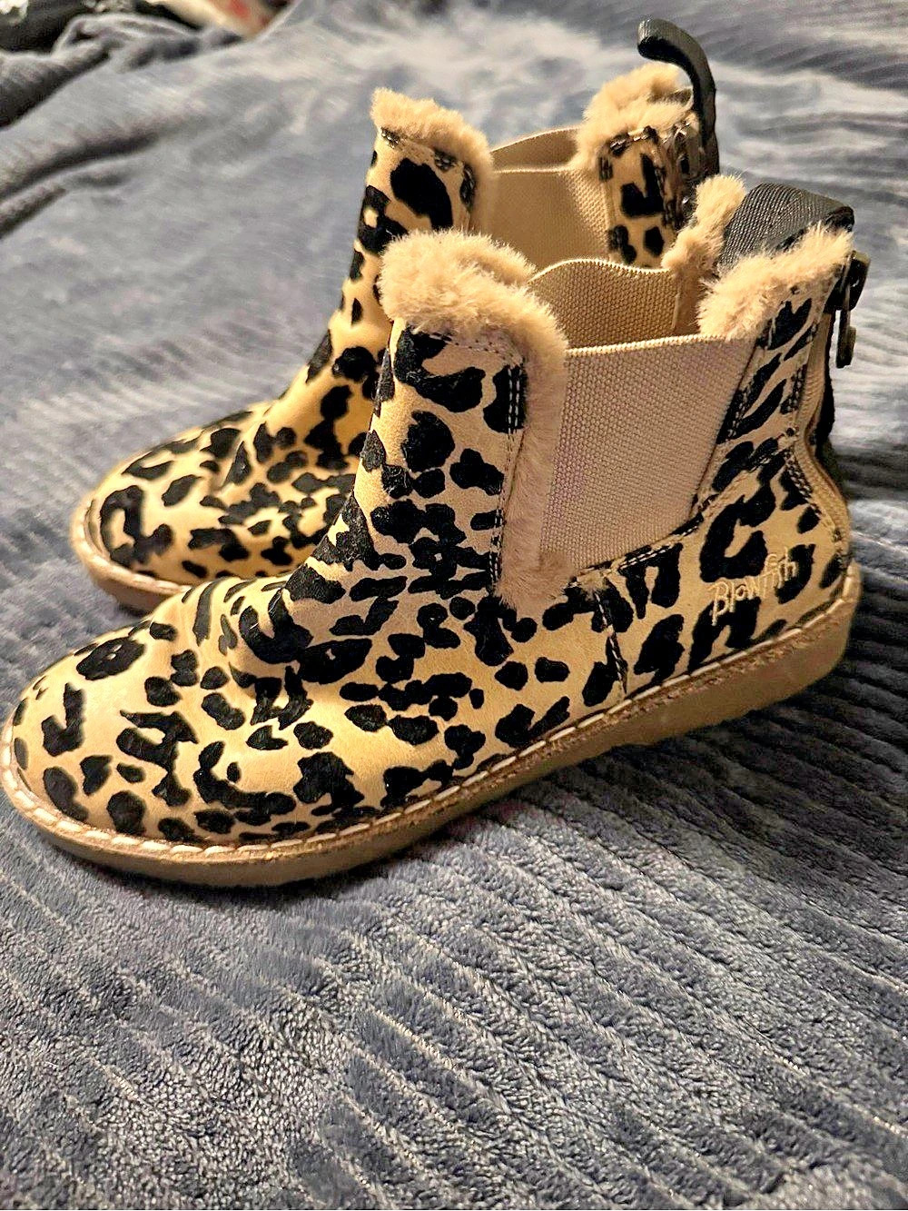 Blowfish Malibu Leopard Print Faux Fur Ankle Boots